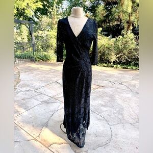 Connected Apparel Lace Gown.  Black, Size 6